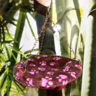 BIG MISKA šedá + hnědé potahy s růžovými tlapkami